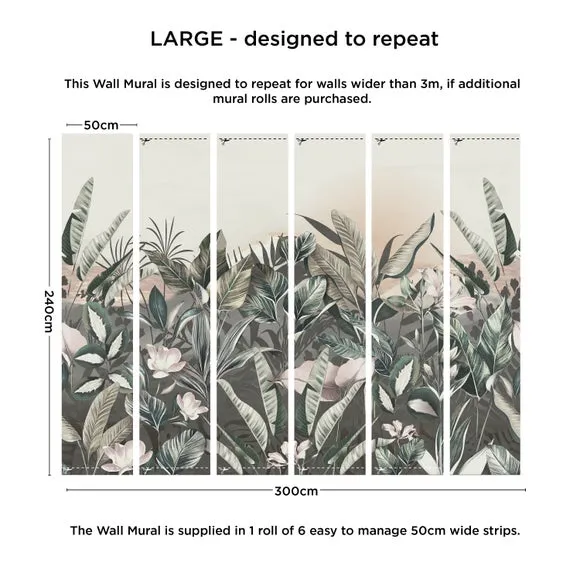 Tropical Wall Mural - Natural, Non-Woven