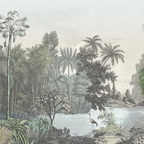 Tropical Wall Mural with Etched Effect - Green