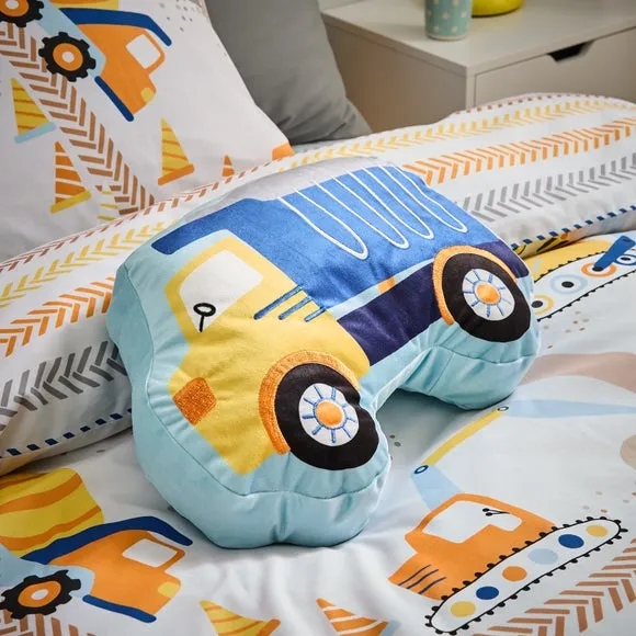 Truck Cushion with Embroidery - Blue, Plush