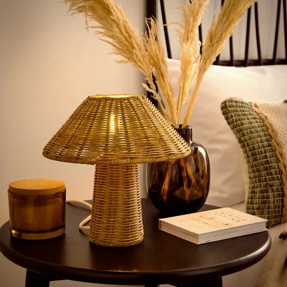 Trumpet Table Lamp - Brown, Rattan
