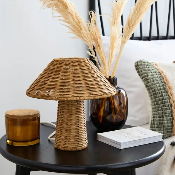 Trumpet Table Lamp - Brown, Rattan