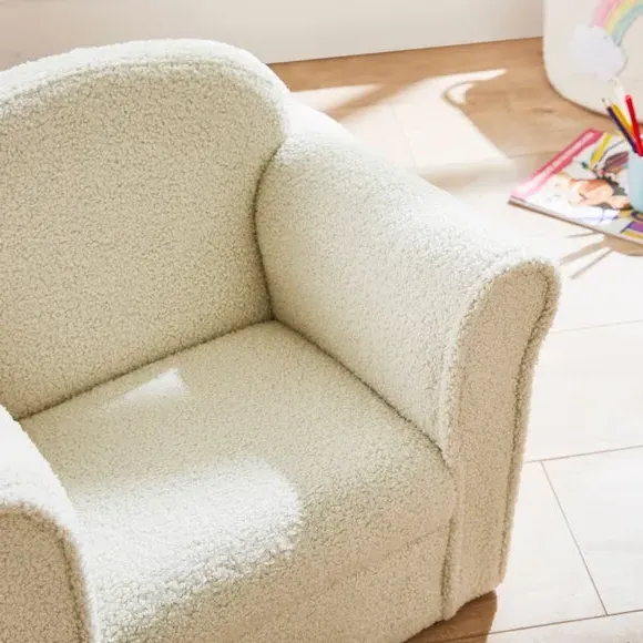 Tub Armchair with Curved Arms - Cream, Sherpa