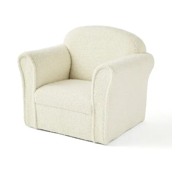 Tub Armchair with Curved Arms - Cream, Sherpa
