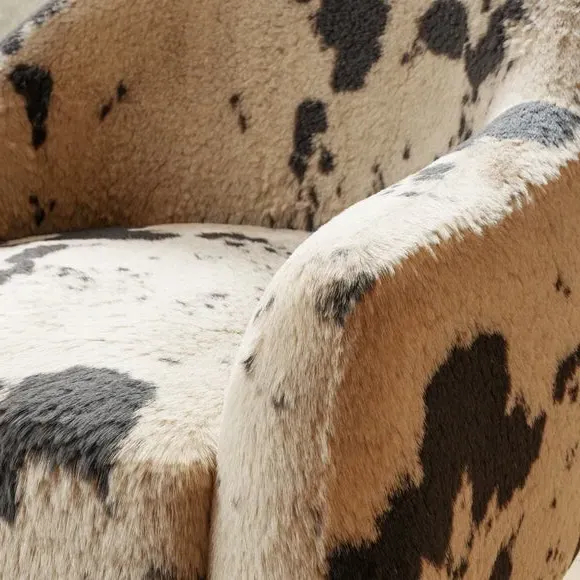 Tub Chair with Curved Arms - Faux Cow Print