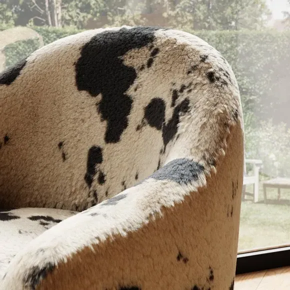 Tub Chair with Curved Arms - Faux Cow Print