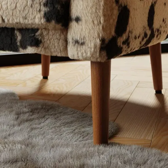 Tub Chair with Curved Arms - Faux Cow Print