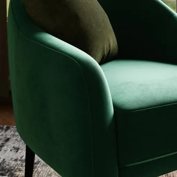 Tub Chair with Foam Seat - Bottle Green, Velvet