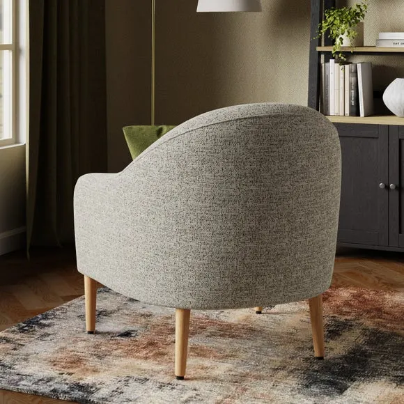 Tub Chair with Foam Seat - Monochrome, Boucle