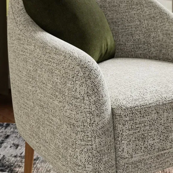 Tub Chair with Foam Seat - Monochrome, Boucle
