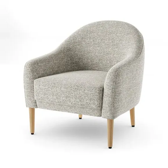 Tub Chair with Foam Seat - Monochrome, Boucle
