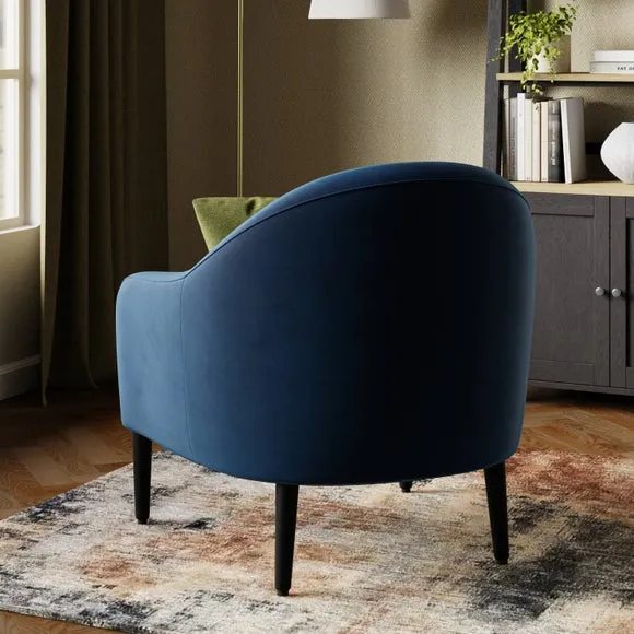 Tub Chair with Foam Seat - Navy, Velvet