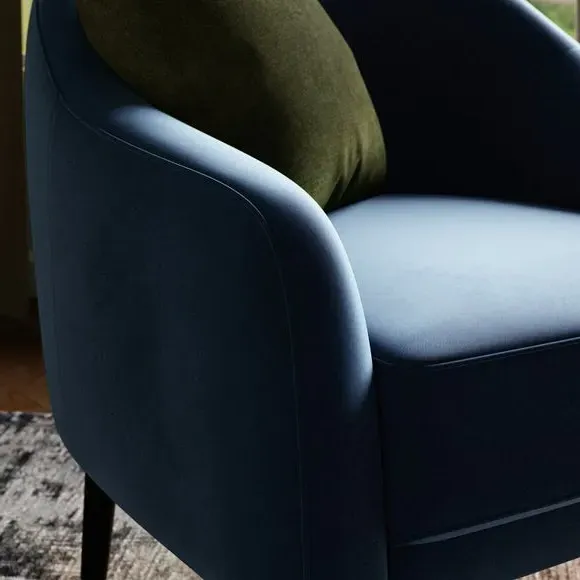 Tub Chair with Foam Seat - Navy, Velvet