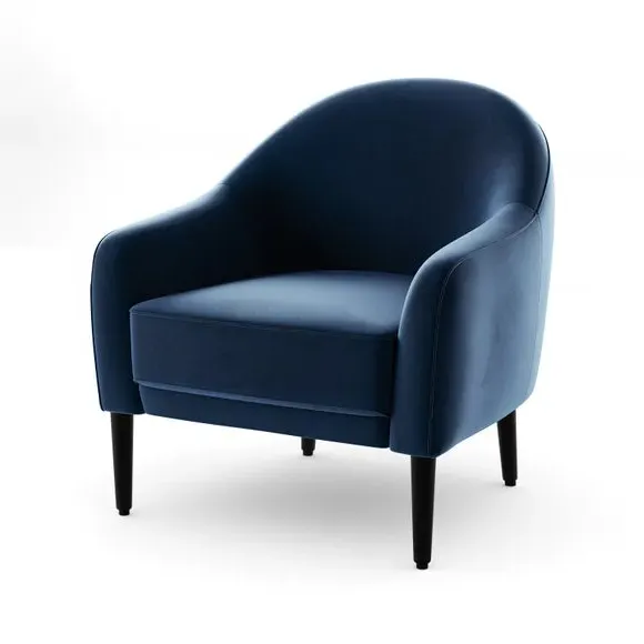Tub Chair with Foam Seat - Navy, Velvet
