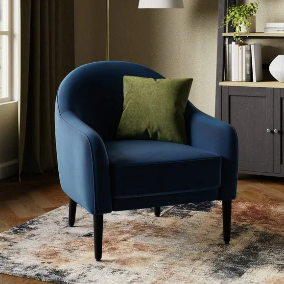 Tub Chair with Foam Seat - Navy, Velvet