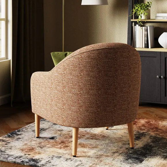 Tub Chair with Foam Seat - Orange, Boucle