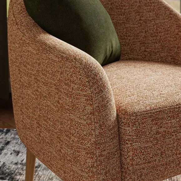 Tub Chair with Foam Seat - Orange, Boucle