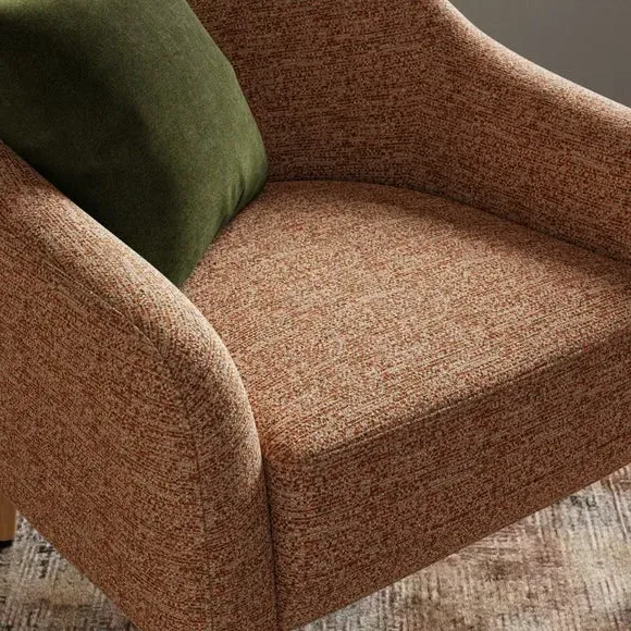 Tub Chair with Foam Seat - Orange, Boucle