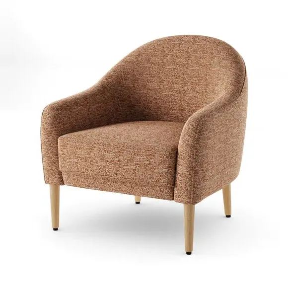 Tub Chair with Foam Seat - Orange, Boucle