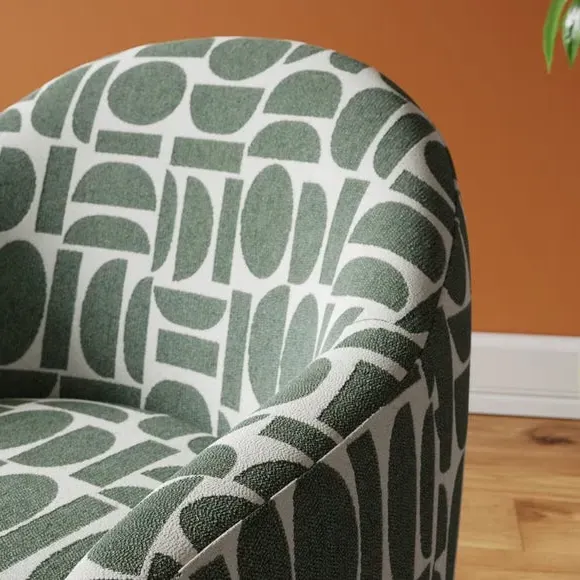 Tub Chair with Geometric Print - Teal, Fabric