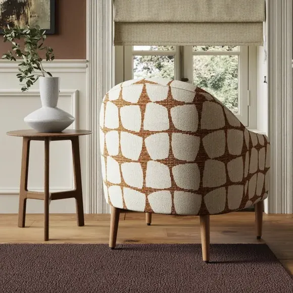 Tub Chair with Jacquard Print - Natural, Fabric