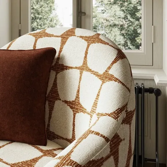 Tub Chair with Jacquard Print - Natural, Fabric
