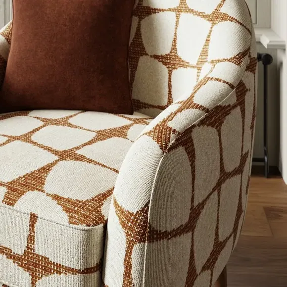 Tub Chair with Jacquard Print - Natural, Fabric