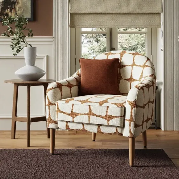 Tub Chair with Jacquard Print - Natural, Fabric image