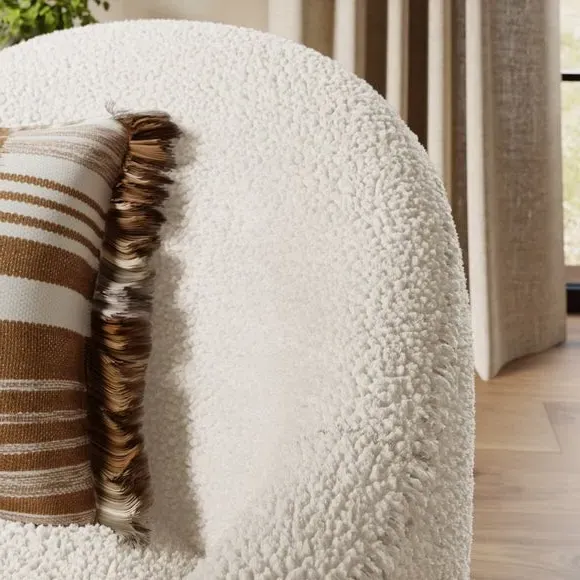 Tub Chair with Sherpa Upholstery - Ivory