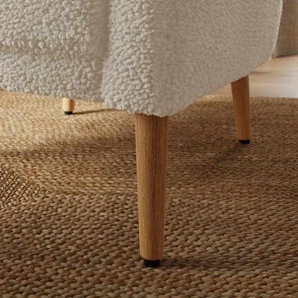 Tub Chair with Sherpa Upholstery - Ivory