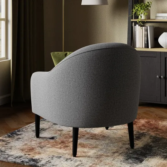 Tub Chair with Textured Upholstery - Charcoal