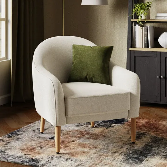 Tub Chair with Textured Upholstery - Natural