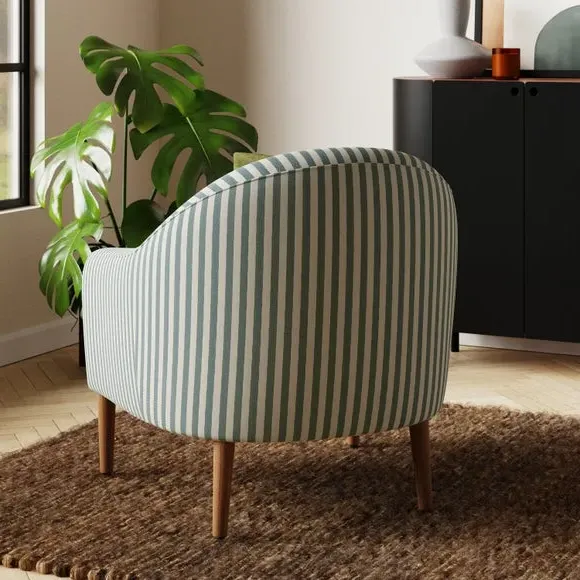 Tub Chair Woven Stripe - Racing Green, Fabric