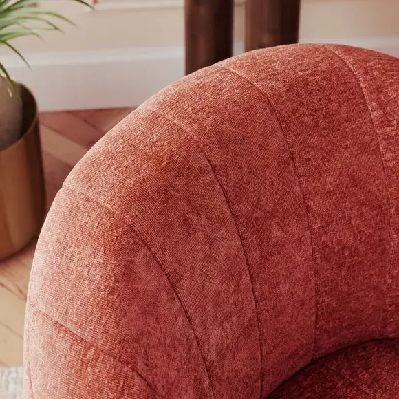 Tub Swivel Chair with Pleated Design - Orange