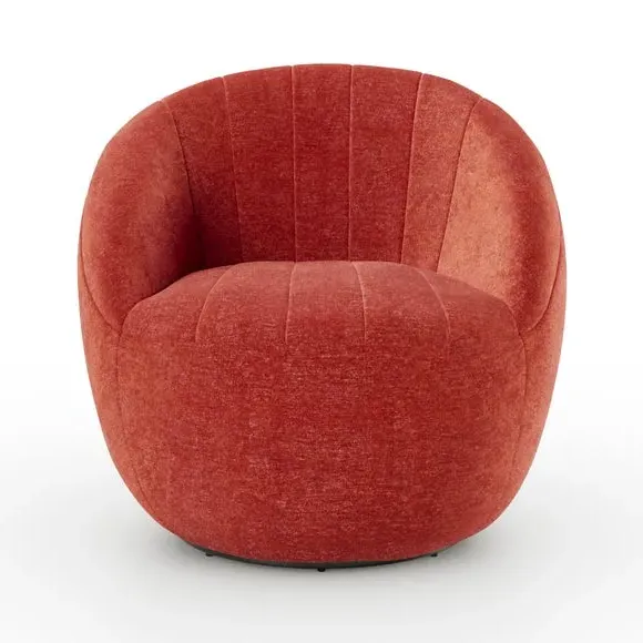 Tub Swivel Chair with Pleated Design - Orange