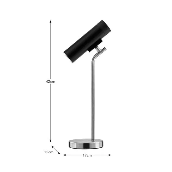 Tubular Touch Dimmable Table Lamp - Black