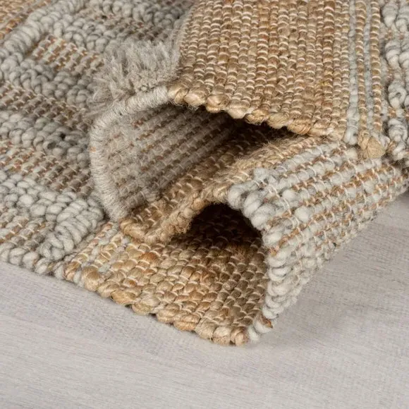 Tufted Area Rug with Tassels - Grey, Jute