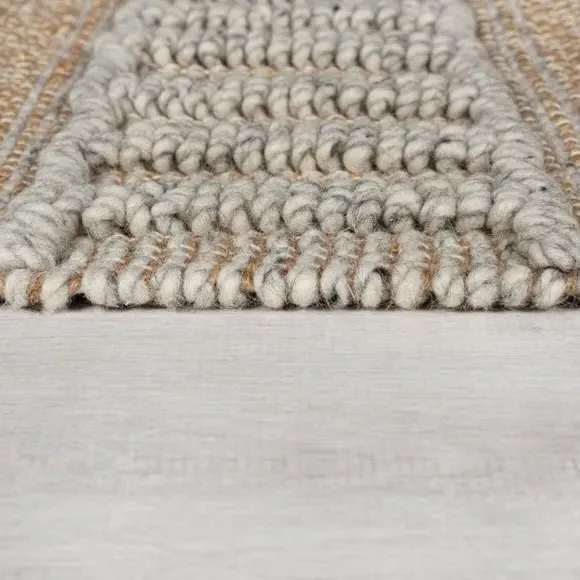 Tufted Area Rug with Tassels - Grey, Jute