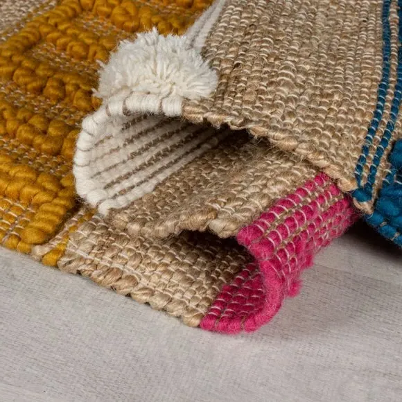 Tufted Area Rug with Tassels - Multi, Jute