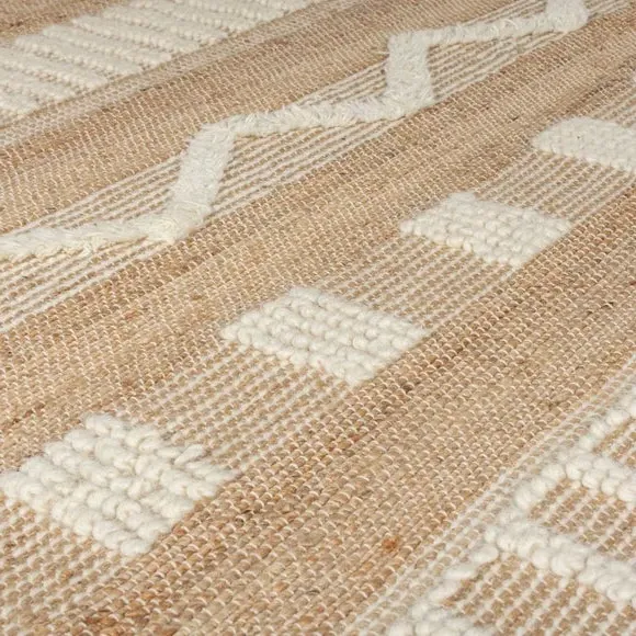 Tufted Area Rug with Tassels - Natural, Jute
