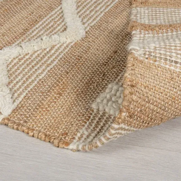 Tufted Area Rug with Tassels - Natural, Jute