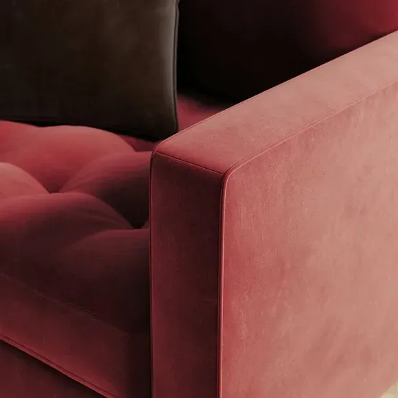 Tufted Armchair with Tapered Legs - Mulberry, Velvet