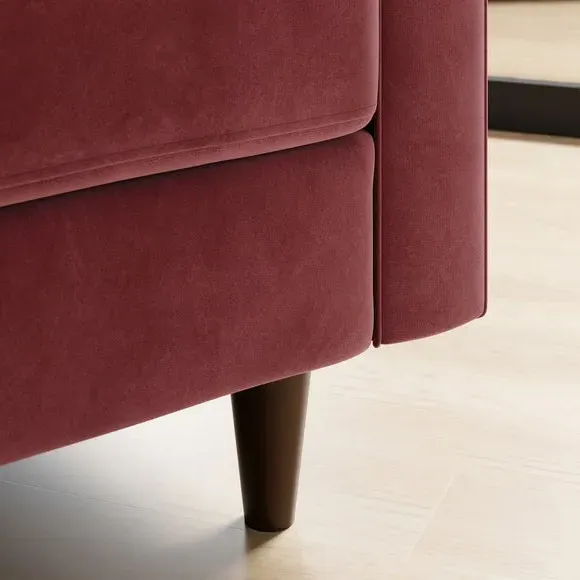 Tufted Armchair with Tapered Legs - Mulberry, Velvet