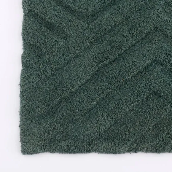 Tufted Bath Mat with Geometric Design - Green