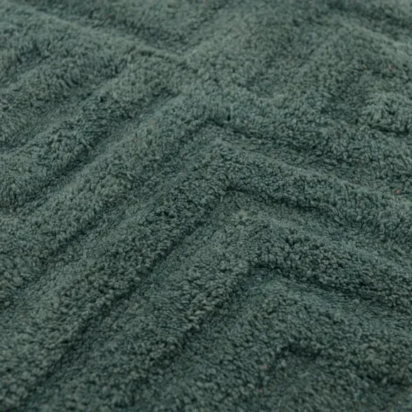 Tufted Bath Mat with Geometric Design - Green