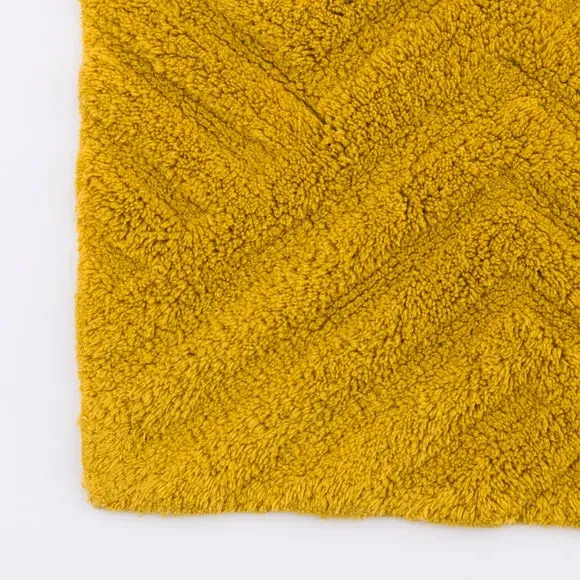 Tufted Bath Mat with Geometric Design - Mustard