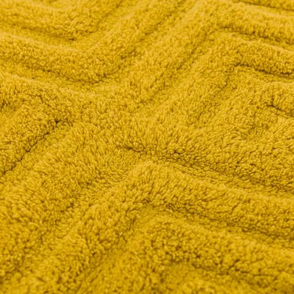 Tufted Bath Mat with Geometric Design - Mustard