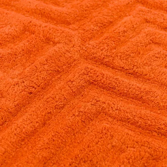 Tufted Bath Mat with Geometric Design - Orange