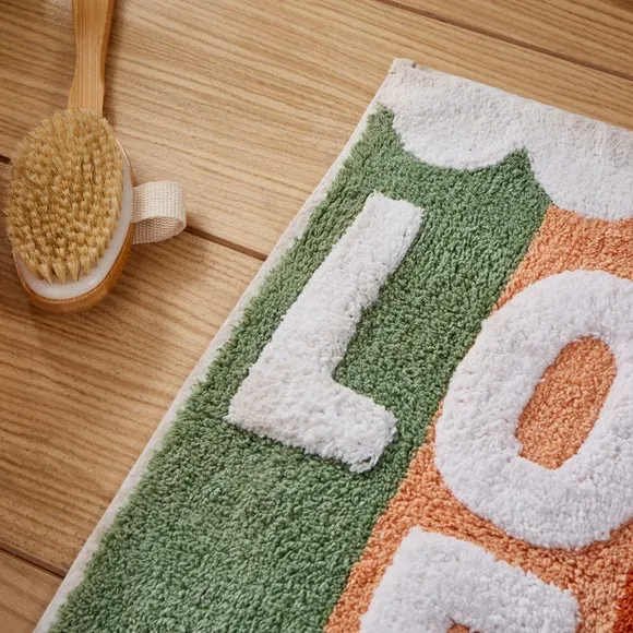 Tufted Bath Mat with Slogan - Multicolor, Cotton