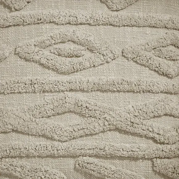 Tufted Cushion with Tassels - Natural, Cotton
