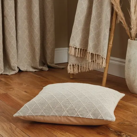 Tufted Diamond Floor Cushion - Natural, Cotton image